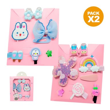 PACK X2 SET 8 GANCHITOS KAWAII PARA NIÑAS ALT S47