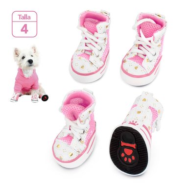 ZAPATOS PARA PERROS MASCOTAS ANTIDESLIZANTE ROSADO TALLA 4 JJ3