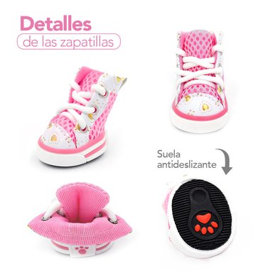 ZAPATOS PARA PERROS MASCOTAS ANTIDESLIZANTE ROSADO TALLA 1 JJ3 - 4