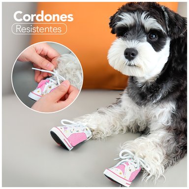 ZAPATOS PARA PERROS MASCOTAS ANTIDESLIZANTE ROSADO TALLA 1 JJ3 - 5
