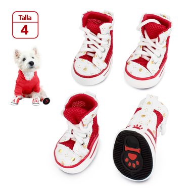 ZAPATOS PARA PERROS MASCOTAS ANTIDESLIZANTE ROJO TALLA 4 JJ3
