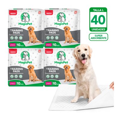 PACK X4 PAÑALES PARA MASCOTAS SUPER ABSORBENTE MAGIC PET TALLA L 60X60 40 UND HY6