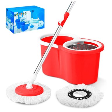 TRAPEADOR CON ESCURRIDOR GIRATORIO AUTÓMATICO 2 MOPAS ROJO 88S