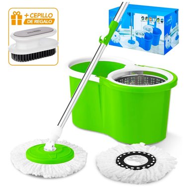 TRAPEADOR CON ESCURRIDOR GIRATORIO VERDE 88S Y CEPILLO AJ7 DE REGALO