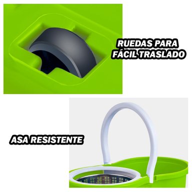 TRAPEADOR CON ESCURRIDOR GIRATORIO VERDE 88S Y CEPILLO AJ7 DE REGALO - 4