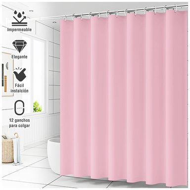 CORTINA DE BAÑO IMPERMEABLE PREMIUM ROSADO U88