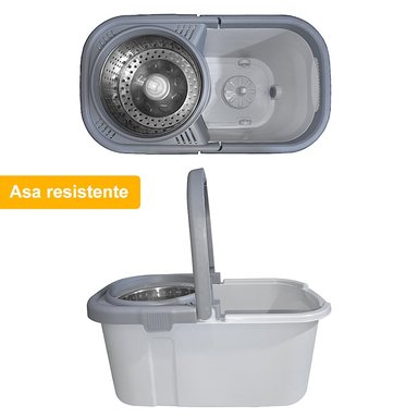 BALDE ESCURRIDOR TRAPEADOR GIRATORIO AUTOMÁTICO CUADRADO PLOMO - 5