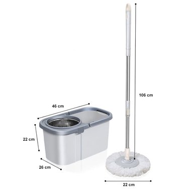 BALDE ESCURRIDOR TRAPEADOR GIRATORIO AUTOMÁTICO CUADRADO PLOMO - 6