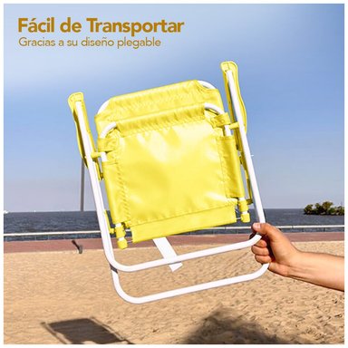 SILLA PARA NIÑOS PLEGABLE CON SOMBRILLA DISEÑO LEON AMARILLO XC6 - 5