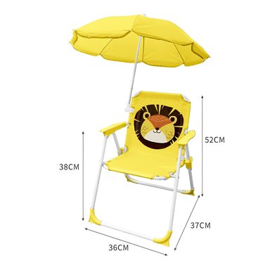SILLA PARA NIÑOS PLEGABLE CON SOMBRILLA DISEÑO LEON AMARILLO XC6 - 6