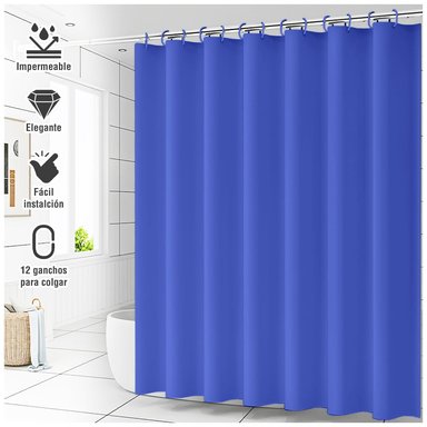 CORTINA DE BAÑO IMPERMEABLE PREMIUM AZUL U88