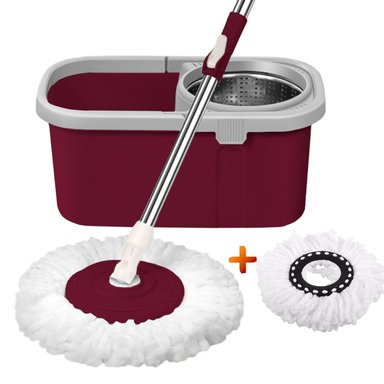 BALDE ESCURRIDOR TRAPEADOR GIRATORIO AUTOMÁTICO CUADRADO GUINDA