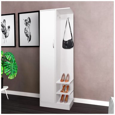 ZAPATERA SASHIJA 6 NIVELES BLANCO ORGANIZADOR CON PERCHERO CLASSIC 2