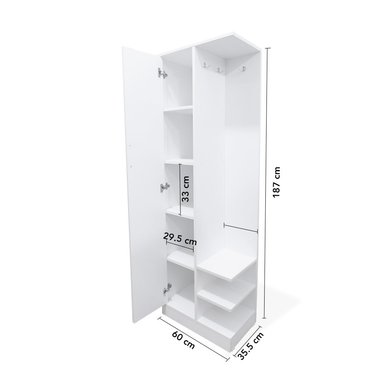 ZAPATERA SASHIJA 6 NIVELES BLANCO ORGANIZADOR CON PERCHERO CLASSIC 2 - 6