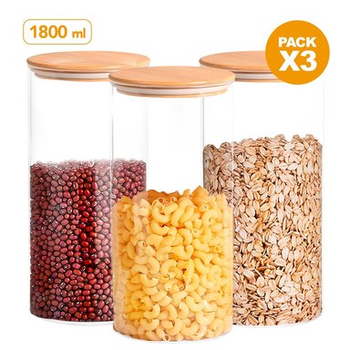 PACK SASHIJA X3 FRASCO HERMÉTICO CIRCULAR TAPER DE COCINA 1450 ML H67