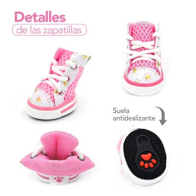 ZAPATOS PARA PERROS MASCOTAS ANTIDESLIZANTE ROSADO TALLA 1 JJ3 - 4