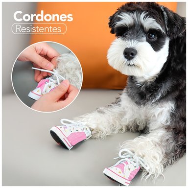 ZAPATOS PARA PERROS MASCOTAS ANTIDESLIZANTE ROSADO TALLA 1 JJ3 - 5