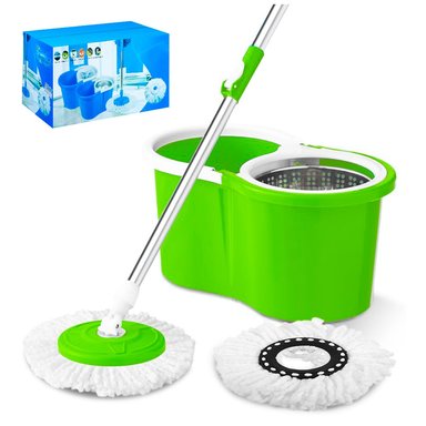 TRAPEADOR CON ESCURRIDOR GIRATORIO AUTÓMATICO 2 MOPAS VERDE 88S