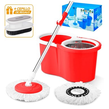 TRAPEADOR CON ESCURRIDOR GIRATORIO ROJO 88S Y CEPILLO AJ7 DE REGALO