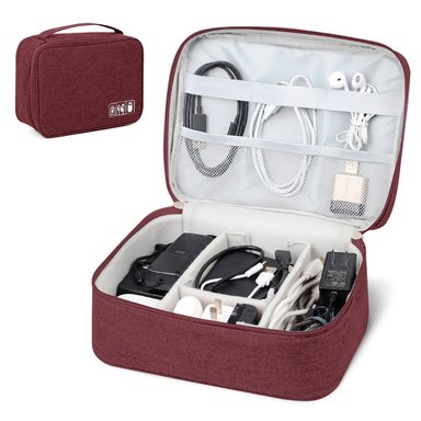 NECESER ORGANIZADOR DE CABLES Y ACCESORIOS PORTÁTIL GUINDA BW1