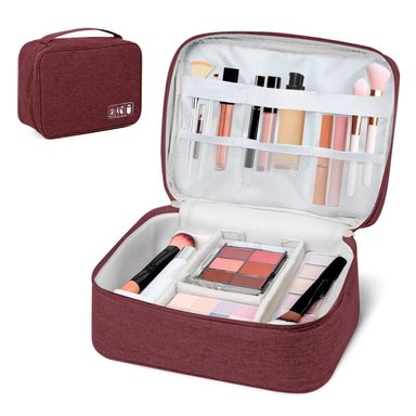 NECESER DE MAQUILLAJE COSMÉTICOS PORTÁTIL GUINDA BW1