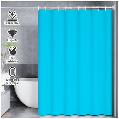 CORTINA DE BAÑO MODERNA IMPERMEABLE ACCESORIO PARA DUCHA U11 TURQUESA
