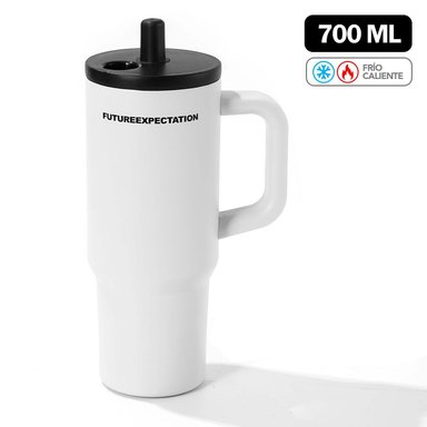 VASO TÉRMICO DE ACERO INOXIDABLE CON SORBETE 700 ML BLANCO Y84