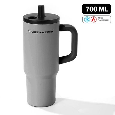 VASO TÉRMICO DE ACERO INOXIDABLE CON SORBETE 700 ML PLOMO Y84