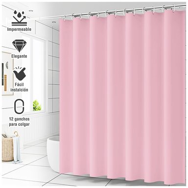 CORTINA DE BAÑO IMPERMEABLE PREMIUM ROSADO U88