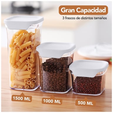 SET DE FRASCOS HERMÉTICOS 3 PIEZAS CON TAPA H10 - 2