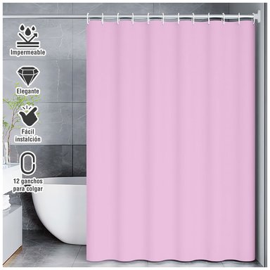 CORTINA DE BAÑO MODERNA IMPERMEABLE ACCESORIO PARA DUCHA ROSADO U11