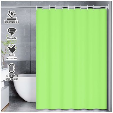 CORTINA DE BAÑO MODERNA IMPERMEABLE ACCESORIO PARA DUCHA VERDE LIMÓN U11