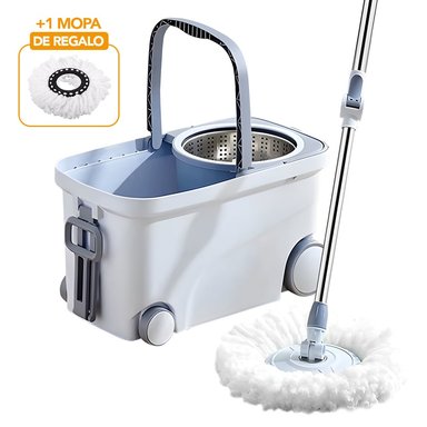 TRAPEADOR GIRATORIO 2 MOPAS CON RUEDAS Y ASA GRIS S4F