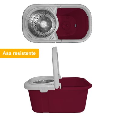 BALDE ESCURRIDOR TRAPEADOR GIRATORIO AUTOMÁTICO CUADRADO GUINDA - 5