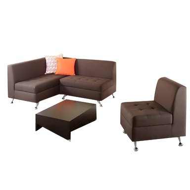 SECCIONAL HOGARYSPACIOS MINIMALISTA NOGAL HYS ESQUINERO + MESA CENTRO ATHENEA