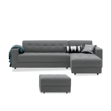 SECCIONAL HOGARYSPACIOS MODERNO GRIS OSCURO HYS DERECHO AMED + BANQUETA