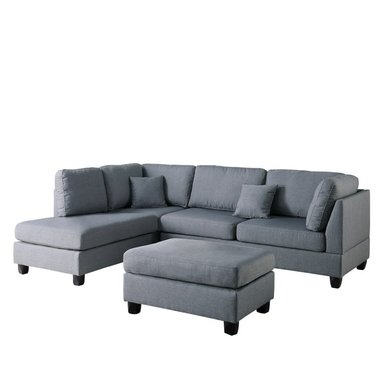 SECCIONAL HOGARYSPACIOS MODERNO GRIS OSCURO HYS IZQUIERDO ASTURIAS + BANQUETA