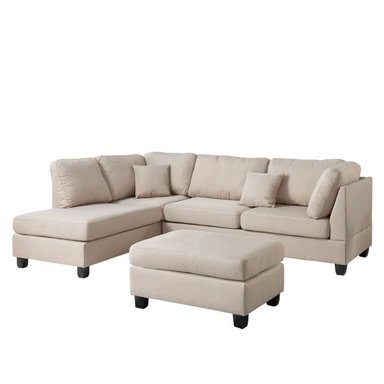 SECCIONAL HOGARYSPACIOS MODERNO BEIGE HYS IZQUIERDO ASTURIAS + BANQUETA