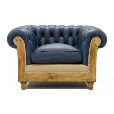 SILLÓN HOGARYSPACIOS RONELD FARMHOUSE CUERO SINTETICO AZUL OSCURO