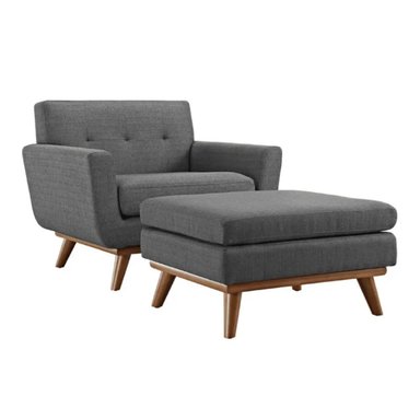 SILLÓN HOGARYSPACIOS + BANQUETA NAIA MODERNO GRIS OSCURO