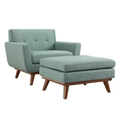 SILLÓN HOGARYSPACIOS + BANQUETA NAIA MODERNO JADE