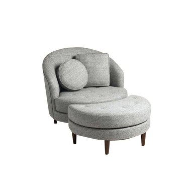 SILLÓN HOGARYSPACIOS NARY + BANQUETA CLÁSICO GRIS CLARO