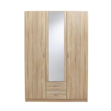 ROPERO HOGARYSPACIOS MINIMALISTA 2 PUERTAS 2 CAJONES ARENA + ESPEJO MOOD
