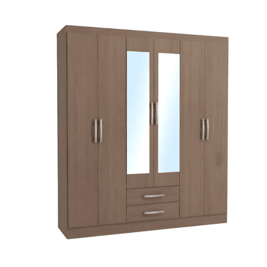 ROPERO HOGARYSPACIOS NATURAL 6 PUERTAS 2 CAJONES NOGAL