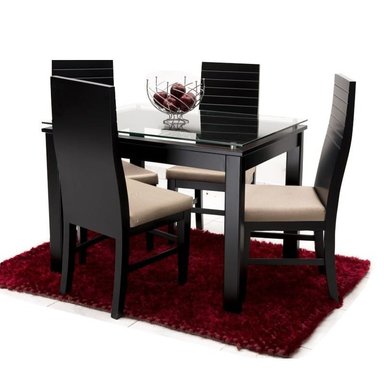 COMEDOR HOGARYSPACIOS URBANO 4 SILLAS NEGRO ROCHELLE