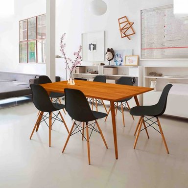 COMEDOR HOGARYSPACIOS VINTAGE 6 SILLAS NEGRO ANDREINA