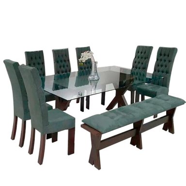 COMEDOR HOGARYSPACIOS MODERNO 7 SILLAS GRIS BANQUETA EVAN