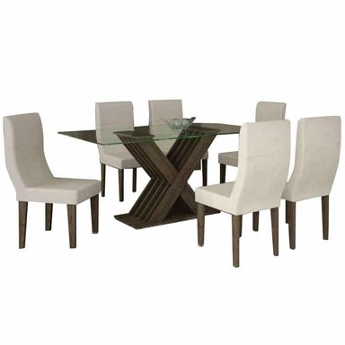 COMEDOR HOGARYSPACIOS URBANO 6 SILLAS BEIGE SAIDA