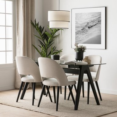 COMEDOR HOGARYSPACIOS NORDICO 4 SILLAS BEIGE GEORGE