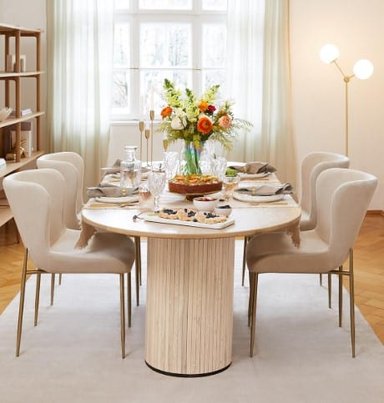 COMEDOR HOGARYSPACIOS MODERNO 4 SILLAS BEIGE ADELE